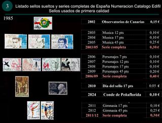 Sellos Año 1985 completo y sueltos Usados España