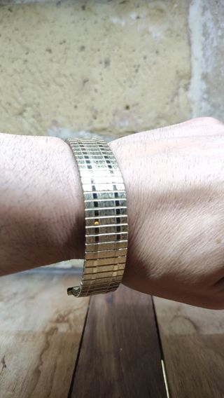 Correa flexible 22mm reloj antiguo dorado.