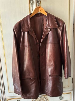 Chaqueta de cuero hombre. Talla 54. Marrón