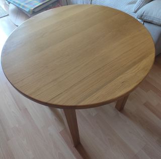 Mesa redonda roble macizo 82cm no extensible