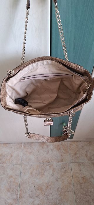Bolso Guess autentico Logo Beige/Marrón