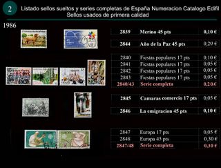 Sellos Año 1986 completo y sueltos Usados España