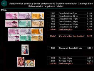 Sellos Año 1986 completo y sueltos Usados España