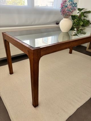Mesa de centro madera olmo y cristal