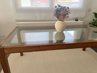 Mesa de centro madera olmo y cristal