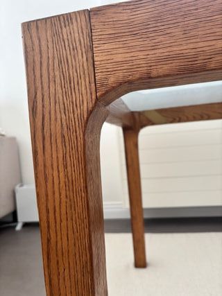 Mesa de centro madera olmo y cristal
