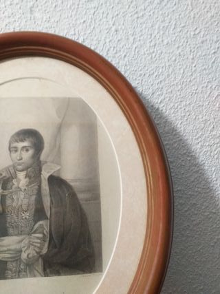 Antigüedad: Retrato ovalado enmarcado. Grabado