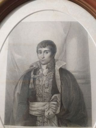 Antigüedad: Retrato ovalado enmarcado. Grabado