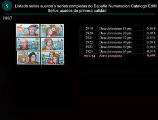 Sellos Año 1987 completo y sueltos Usados España