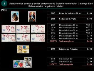 Sellos Año 1988 completo y sueltos Usados España