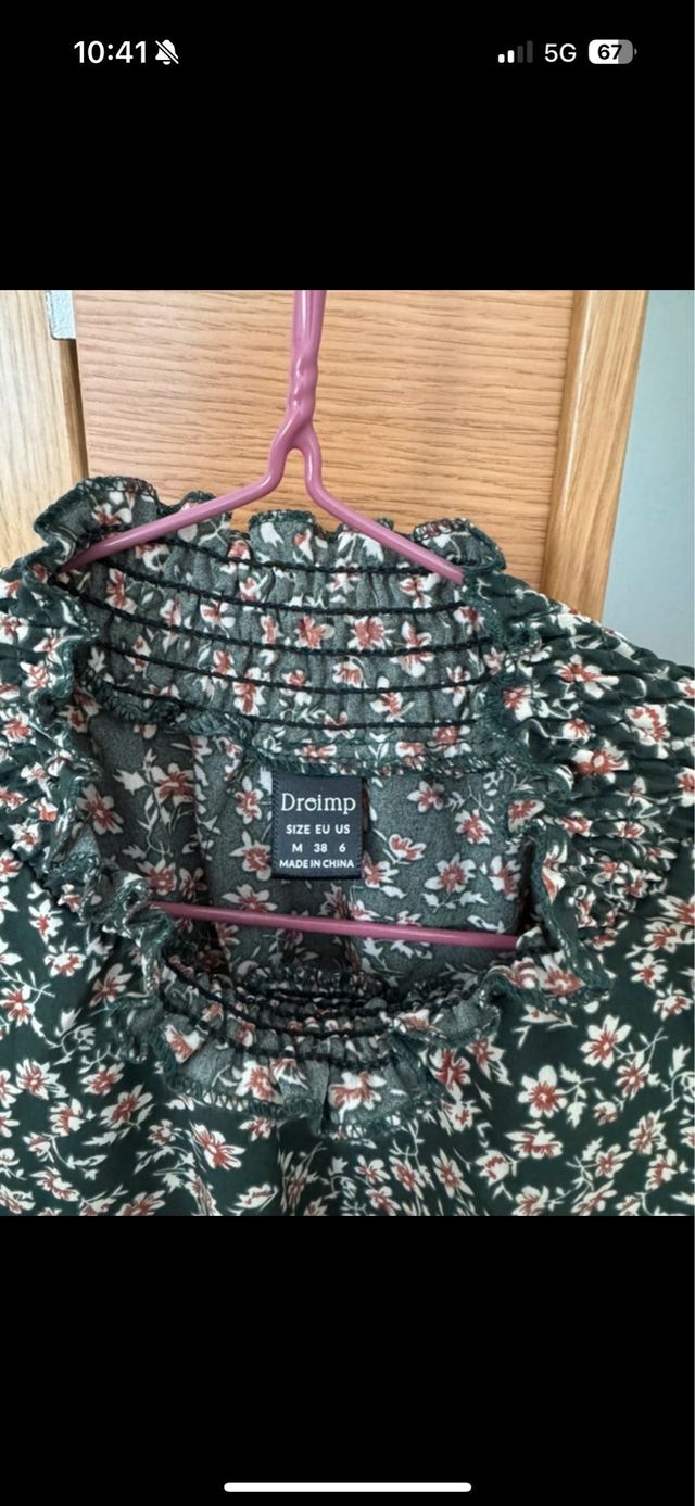 Vestido floral verde y rosa