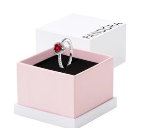 Anillo Pandora Corazón Rojo Plata