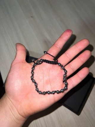 Pulsera Lotus Style Bolas Plata Negra