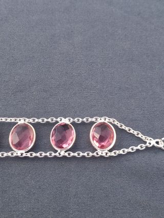 Pulsera de Cuarzo Rosa en Plata de Ley