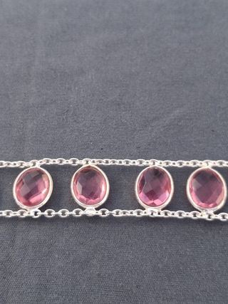 Pulsera de Cuarzo Rosa en Plata de Ley
