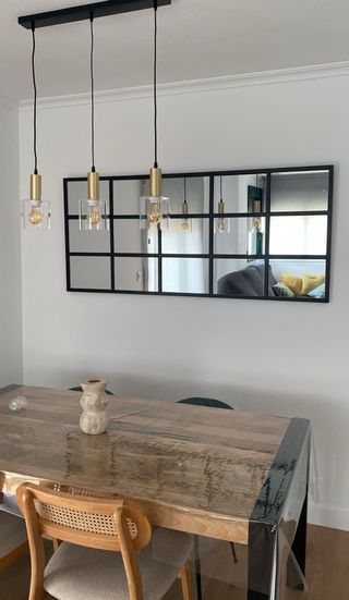 Espejo ventana negro y dorado 163x72