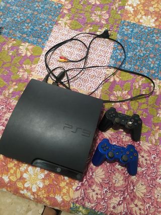 Consola PS3 Sony + 2 Mandos (Negro y Azul)