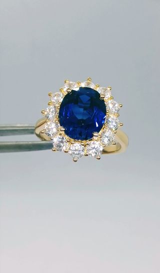 Anillo Zafiro Natural plata 925 y laminado oro 18k