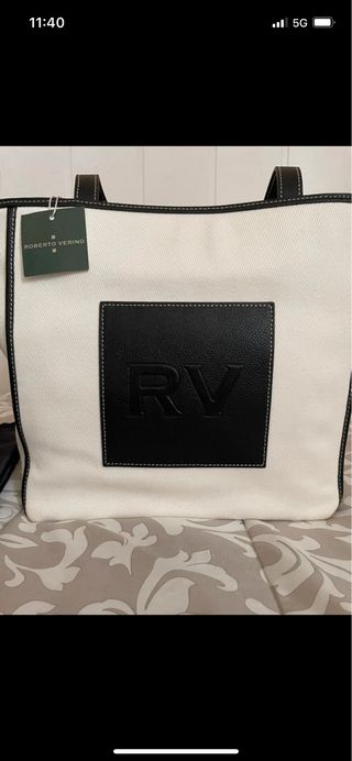Bolso Tote Roberto Verino Blanco y Negro