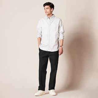 Pantalón Chino Negro Plisado Clásico 32W 29L