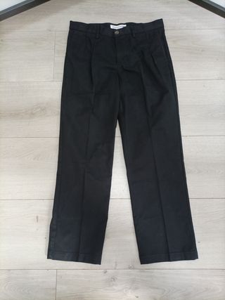 Pantalón Chino Negro Plisado Clásico 32W 29L