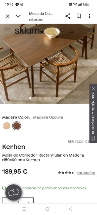 Mesa comedor Sklum madera