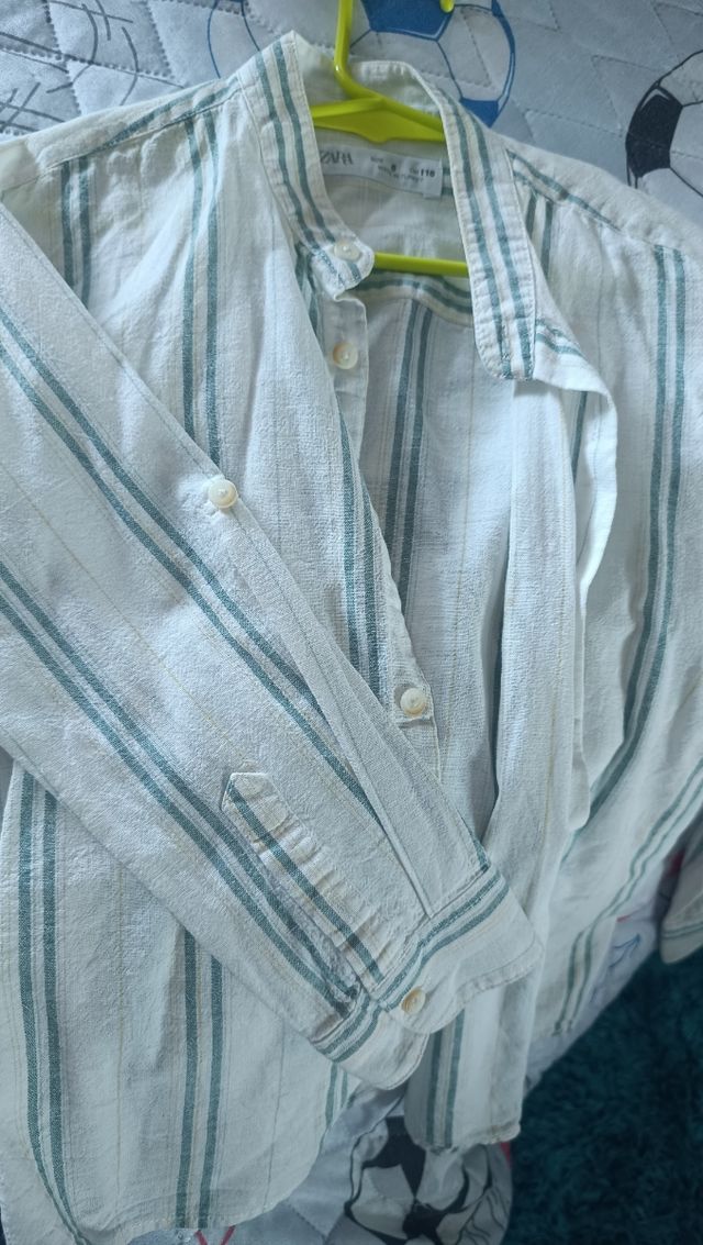 Camisa Zara menino riscas verde tam 6