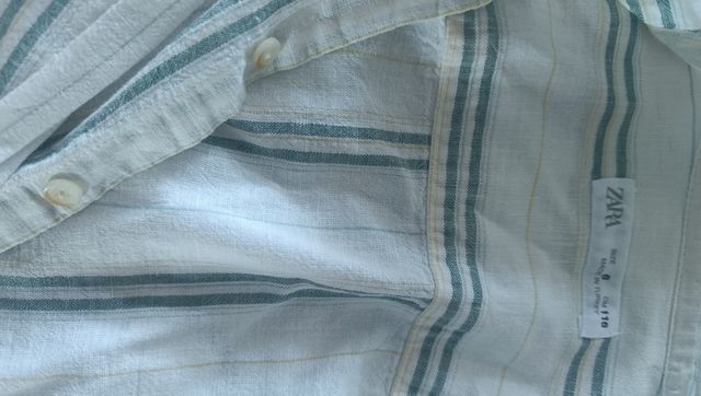 Camisa Zara menino riscas verde tam 6