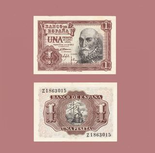 Billete 1 Peseta España 1953 Marquez de Santa Cruz