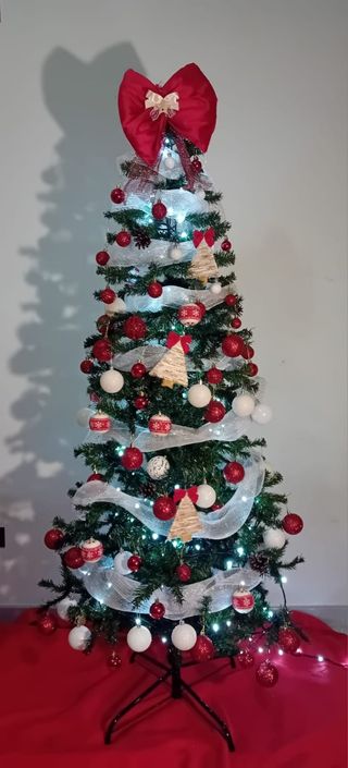 Albero di Natale Slim 210cm Nuovo Addobbato