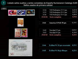 Sellos Año 1991 completo y sueltos Usados España