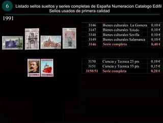 Sellos Año 1991 completo y sueltos Usados España