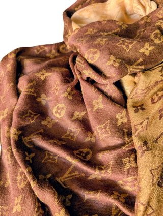 Fular Marrón y Beige reversible,con Flecos