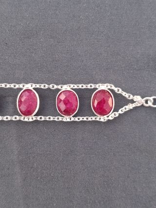 Pulsera Plata Ley Rubí Ovalado