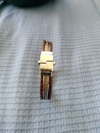 Pulsera cuero y metal hombre