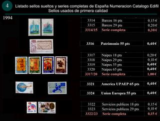 Sellos Año 1994 completo y sueltos Usados España