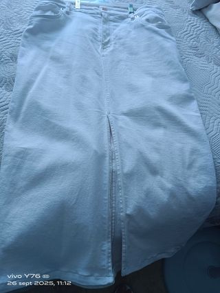 Falda larga denim beige