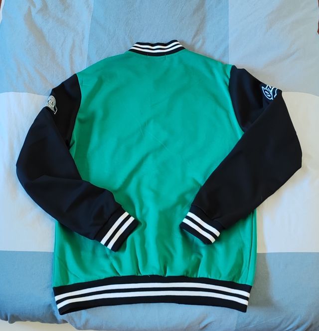 Giacca universitaria unisex verde e nera