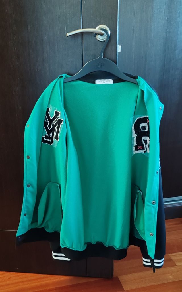 Giacca universitaria unisex verde e nera