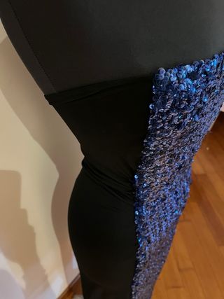 Abito tubino paillettes blu e nero fatto a mano