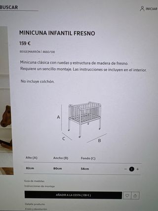 Mini cuna madera Zara Home con colchon incluido