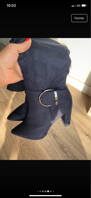 Bota alta nobuck com fivela