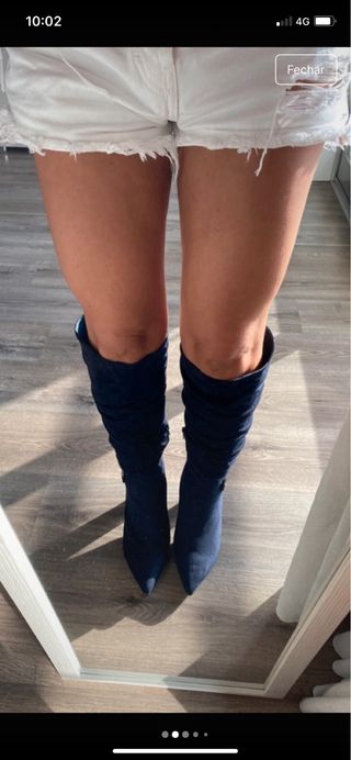 Bota alta nobuck com fivela