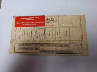 Billete Tren Renfe 1980