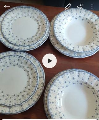 Vajilla Cartuja porcelana azul y blanco