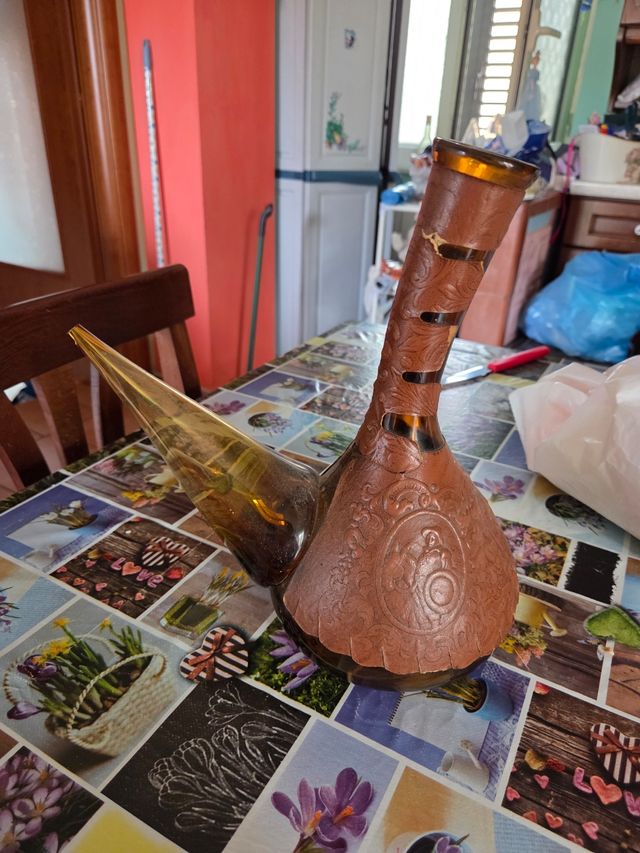 Brocca/Decanter Vetro Ambrato Vintage