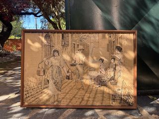 Tapiz antiguo decorativo tejido en tela 