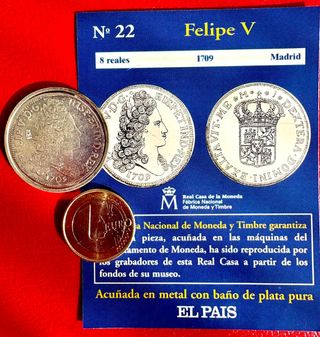 Moneda Felipe V Reproducción baño PLATA pura