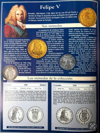 Moneda Felipe V Reproducción baño PLATA pura
