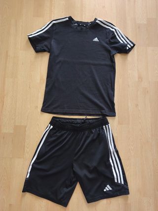 Conjunto Adidas Negro T-shirt y Shorts
